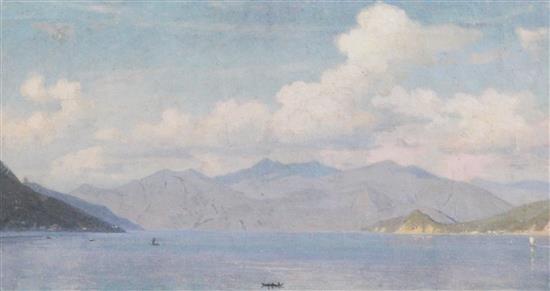 William Stanley Haseltine (1835-1900) Lake Maggiore 7.5 x 13.75in.